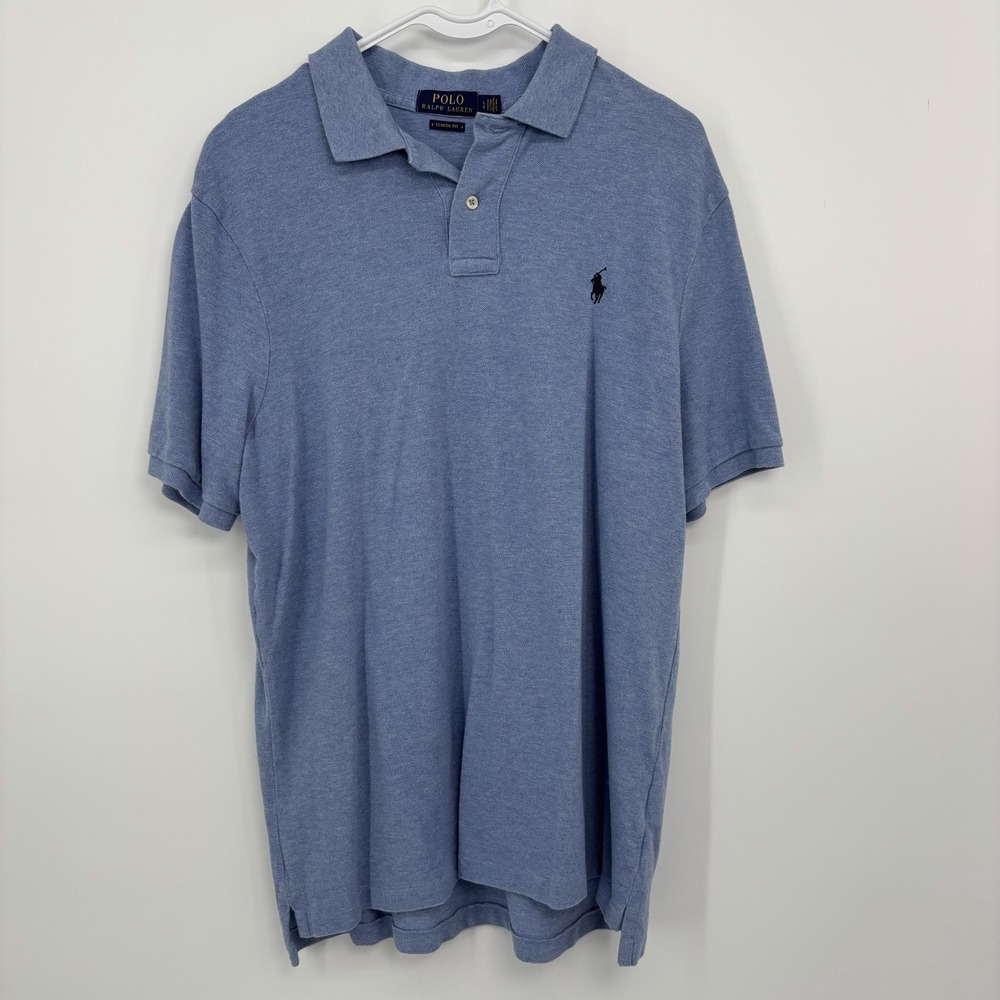 Polo Ralph Lauren Blue Polo Shirt Men's Large Short Sleeve Cotton Classic Fit